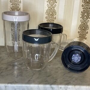 Magic Bullet Blending Handle Container Lid Assembly Lock Blade Green White Black